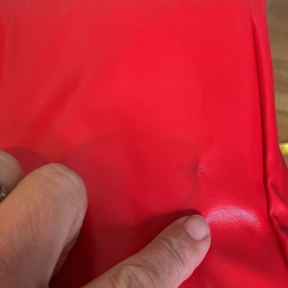 Red stretch pleather lace up pant. Cut out 4 skin size large front lace missing - Picture 15 of 16